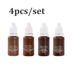 Tintas 4 unids/set 15ml tinta de pigmento micropigmento maquillaje semipermanente tintas para tatuajes pigmento para tatuaje ceja delineador de ojos maquillaje de colores mezclados