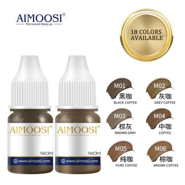 Inks AIMOOSI 3ML TATOO MICROBLADING PEINTURE Pigment à encre 18 Couleurs Pigment pour le maquillage semi-permanent Lèvres Consommables