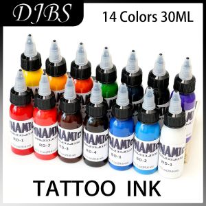 Encres DJBS 30ML Bouteille 14 couleurs Profession Encre de tatouage Microblading Pigments adaptés à l'art corporel Peinture corporelle Fournitures de tatouage au henné