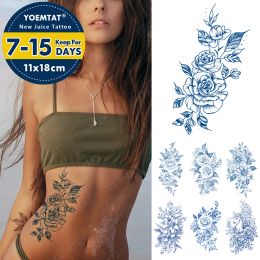 Inks Ligne Fleurs semi-permanentes étanche à tatouage temporaire autocollant pivoine de rose fleur à base de plantes durables tatouages art du corps faux tatouage