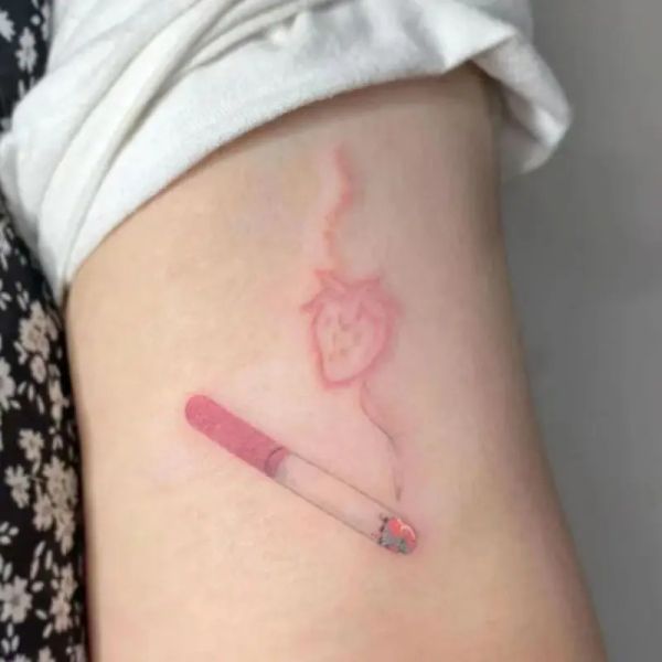 Tintas nuevas calcomanías de tatuaje temporal de cigarrillo de fresa rosa