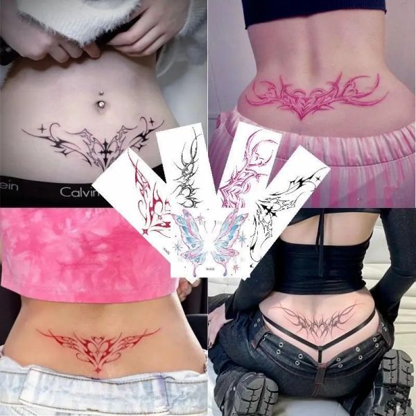 Inks Pink Totem Tattoos Set Tattoo Tattoo imperméable pour les femmes couvrant les cicatrices Sexy Wing Art Tatto Festival des produits bon marché Autocollants