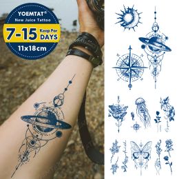 Tintas semipermanentes impermeables tatuaje temporal pegatina compass planeta luna solar tatuaje de hierbas tinta tinta duradera tatuajes falsos hombres