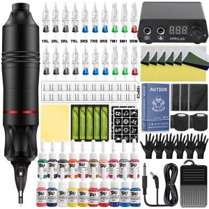 Inkten Tattoo Pen Machine Kit Professionele Rotary Pen Set met Tattoo Power Supply Cartridge naalden Tattoo Ink Tattoo Set voor Beginner