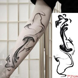 Inks étanche à tatouage temporaire autocollant noir Résumé Design Chinois Eau et encre Faux Tato Flash Tatoo Art corporel pour femmes hommes