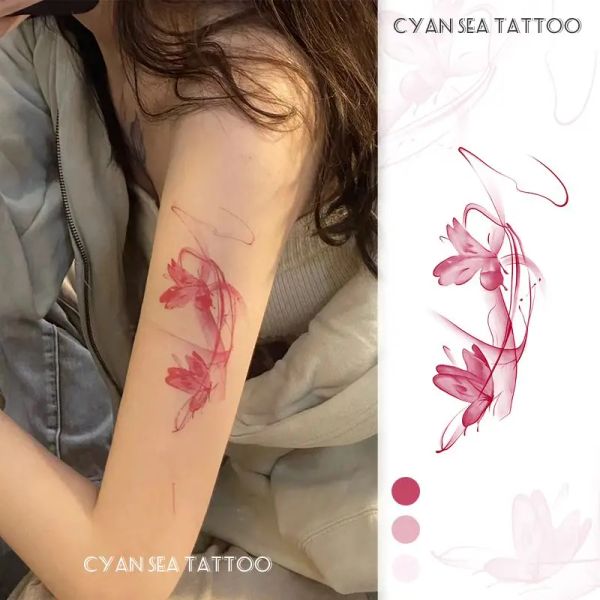 Inks y2k rose papillon tatouages temporaires pour femmes arm arm romantique sakura étanche étanche autocollants art dure sexy tatouage