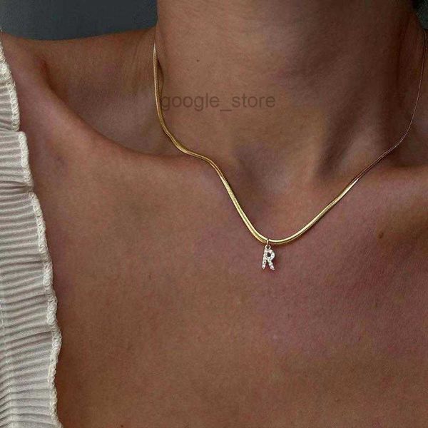 Collier avec lettres initiales en Zircon incrusté pour femmes, chaîne en or, breloques mignonnes, colliers de l'alphabet, bijoux pour amis