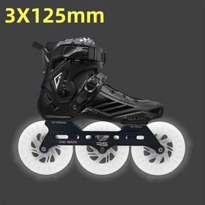 Patines en línea 125 mm LED Flash Patines de velocidad en línea Zapatos para hombres, mujeres, adultos 3X125 mm Street Road Downhill Fast Skating Race Big Wheel R5 125 HKD230720