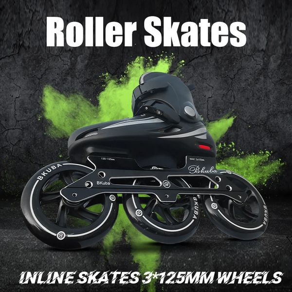 Patines en línea, zapatos de 125mm con ruedas, velocidad profesional para adultos, 3 ruedas para patinar, zapatillas de deporte 35-46, rollo de patín 240127