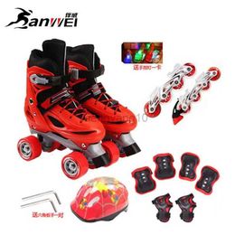 Inline Rolschaatsen 2-in-1 Kinderen Volwassen Dubbel Gebruik Enkele Rij Inline en Rolschaatsen Schoenen 4-Wheel Sneakers Kinderen Met Beschermende Uitrusting Set HKD230720