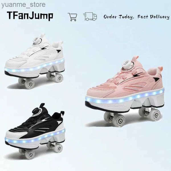 Skates à rouleaux en ligne Skates réglables à 4 roues pour hommes Chaussures de patinage à rouleaux déformables adultes filles à deux usines chaussures de sport décontractées chaussures de course y240410