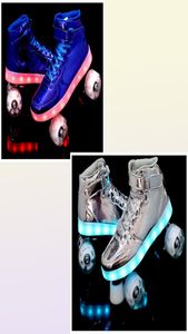 Patines en línea 7 colores LED Flash 4 ruedas PU para niños USB recarga zapatillas zapatos DoubleRow hombres mujeres Europa tamaño 354511580203