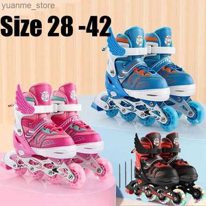 Inline rolschaatsen verstelbare maat 28 29 flits 4 wielen skates inline rolschoenen schoenen set outdoor skating sport kinderen jongens meisjes beginners ABEC 7 Y240410