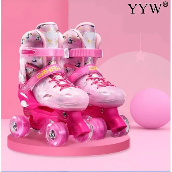 Patins à roulettes en ligne garçons filles enfants enfants chaussures de patinage coulissant réglable Quad baskets 4 roues 2 rangées ligne extérieure 231128