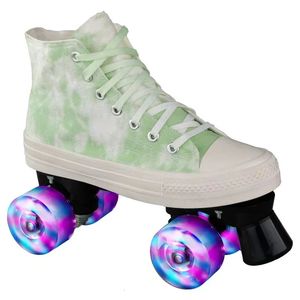 Inline rolschaatsen Canvas dubbele rij skateboardschoenen heren en dames Flash wiel sport buitentraining Patins fabriek directe verkoop 231011