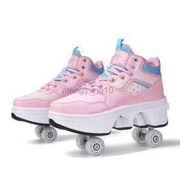 Patines en línea Rueda deformable Zapatos de patín de ruedas con niños de cuatro ruedas Deformación informal Parkour Zapatillas para niños Paseo deportivo HKD230720