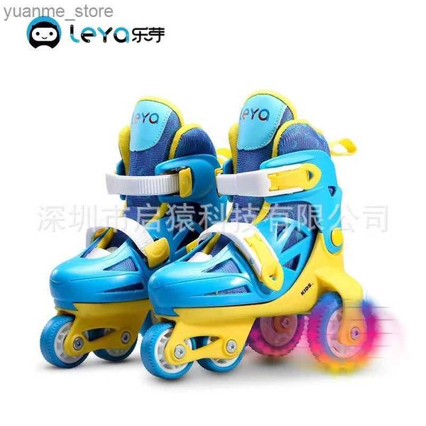 Skates à rouleaux en ligne Doublées à roulettes pour les enfants pour enfants Chaussures de patinage à 4 roues clignotant des roues LED Light Up Children Quad Sneakers Y240410