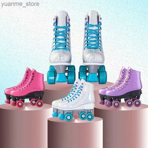 Skates à rouleaux en ligne Double Row Roller Chaussures Rouleau Skates Chaussures Quad Wheels Skating For Adult Men Femme Child Beginner Sneaker coulissant avec 4 roues Y240410