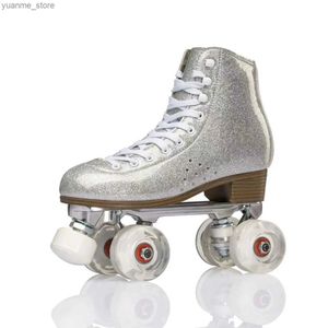 Inline rolschaatsen dubbele rij rolrol schaatsen schoenen mode nieuwe vier wielen professionele aluminium legering beugel straat glijdende inline sneakers y240410