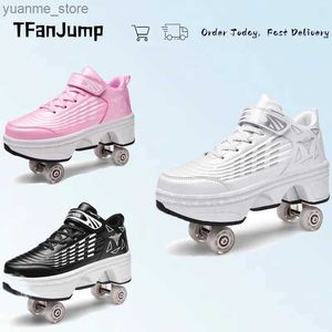 Skates à rouleaux en ligne à double usage à quatre roues chaussures de patinage pour femmes pour hommes à double rang