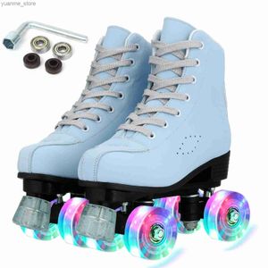 Patineros en línea Rodas Flashing Roller Skate Satates de 4 ruedas Patinetes en línea Skates de zapatillas Rollers Zapatos con ruedas Sport de patinaje al aire libre Sport Y240410