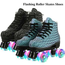 Inline Rolschaatsen Knipperende Rolschaatsen Schoenen Quad 4 Wielen Schaatsbaan Glijden Training Dubbele Rij Schaatsen Sport Unisex Kinderen Volwassen Gift HKD230725