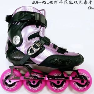 Patins à roulettes en ligne véritable fibre de carbone plat KSJ Fancy HV frein pour enfants patinage professionnel hommes et femmes roue adulte 230706
