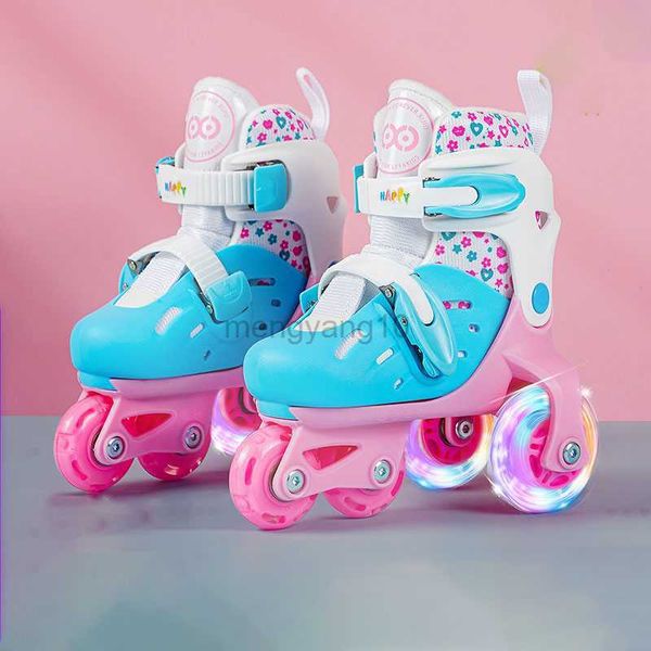 Patins em linha patinação em linha 4 rodas esporte deslizante crianças crianças meninos meninas iniciante patins ajustáveis com capacete joelheiras conjunto de cotoveleiras HKD230720