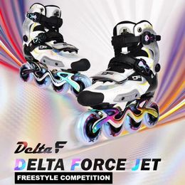 Patins à roulettes en ligne JET kekuatan DELTA mikro FORCE 2 FSK Freestyle professionnel avec tige en carbone dengan desain cermin Laser 231012