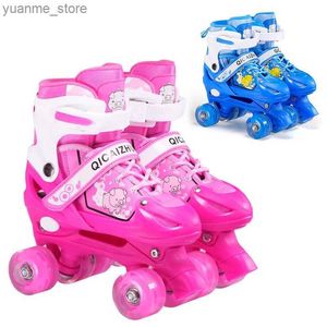 Inline rolschaatsen Kinderen 4 wielen Skates Beginner Dubbele rij Roller Skate Schoenen Verstelbare maat buitenschaatsen Inline Skate Shoes Ice Rink Traini Y240419 Exyj