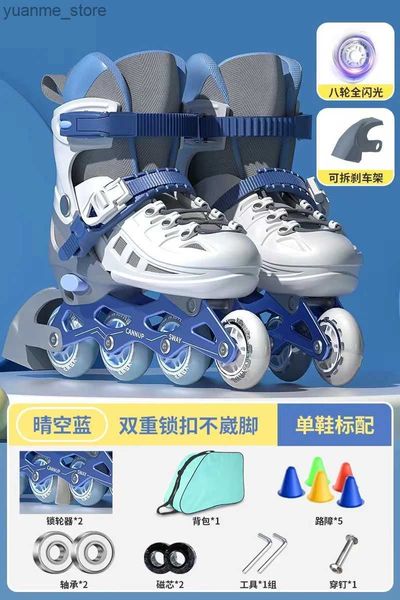 Skates à rouleaux en ligne Chaussures de patins pour enfants Ajustement pour débutants filles garçons pp en ligne roller patiner lame sneaker abec-7 aluminium tail frein 4 roues y240410