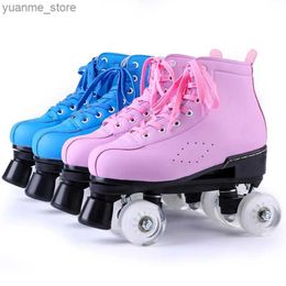 Skates à rouleaux en ligne Nouvelle couleur Double Row Rolars Skates Man Woman Woman Outdoor Pating chaussures 4-roues Patines Blue Rose 34-44 Europe Taille Y240410