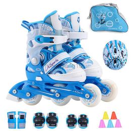 Inline Rolschaatsen One Line Rolschaatsen voor 3~10 jaar oude Kinderen Inline Skate Rolschaatsen Schoenen Helm Kniebeschermer Uitrusting Verstelbaar HKD230720