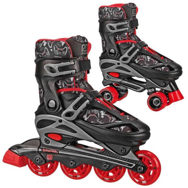 Patins à roulettes en ligne OUZEY Boy's 2n1 Quad réglable et patins à roues alignées Combo Gamer Taille 3-6 HKD230720