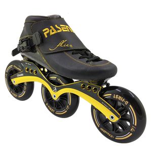 Patines en línea Pasendi Professional Fibra de carbono Velocidad de fibra de carbono adulto Amarillo amarillo azul 3x100mm 3x110 mm Ruedas 230512