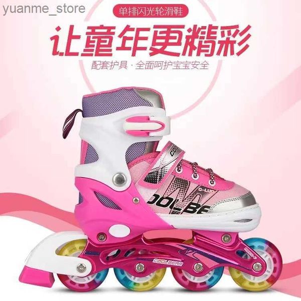 Rouleau en ligne patins de rouleaux bleu rose roues flash pU flash masculins et rouleaux de patine pour femmes roller patines en ligne patine unique à 4 roues y240410