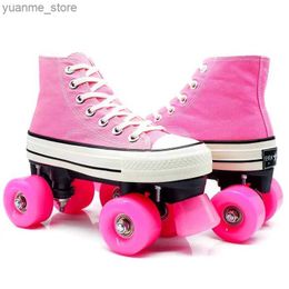 Rouleau en ligne patins de rouleaux à double rangée Pink Double Row Tolers Skates Chaussures Patinines avec 4 roues glissant en ligne Quad Sneakers Training Y240410