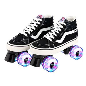 Inline Rolschaatsen Professionele Volwassen Dubbele Rij Rolschaatsen Unisex Canvas Schoenen Patins Sliding Inline Quad Sneakers Training 4-Wiel Maat 35-46 230612