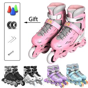 Patines de ruedas en línea, patines profesionales para adultos, zapatos de patinaje intermitentes con 4 ruedas, zapatillas de deporte Slalom Speed Free Racing 231128