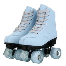 Inline Rolschaatsen PU lederen roller skateboard schoenen 4 wiel inline sport schoenveter wiel flash 231011