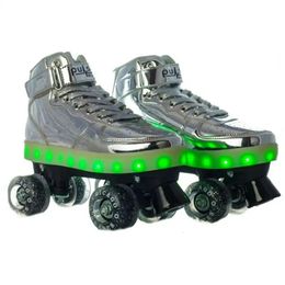 Inline Rolschaatsen Pulse Multi Flashing Quad Skate Zilver Maat J13 231016