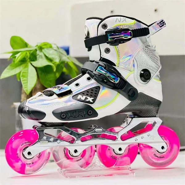 Patins à roulettes en ligne Type Rock Chaussures professionnelles en fibre de carbone pour patinage à glissière FSK Slalom 72 76 80 85A Roue 219 231 243 Base en alliage 27 à 47 231122