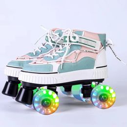 Patines en línea Patines de ruedas Zapatos para hombres Mujeres Zapatillas de entrenamiento deslizantes con 4 ruedas 2 líneas Doble fila Alta calidad Directo de fábrica 231012