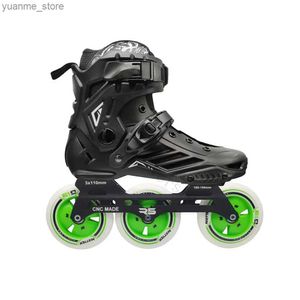 Inline rolschaatsen Roselle R5 3*110 mm Speed Skates schoenen met 110 mm Matter Wheel Yst Black 110 Wiel 85a F1 Inline Slalom FSK 3x110 Street Race Y240410