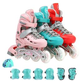 Patins à roulettes en ligne Sepatu Skate Anakanak Dapat Disesuaikan Pemula Perempuan Lakilaki Skating Sneaker Blade ABEC5 Aluminium Ukuran Ekor Rem 4 Roda Hadiah 231012