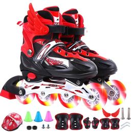 Patins à roulettes en ligne Patins à roulettes complets à flash unique Ensemble complet pour enfants 36 débutants 5 patins de taille réglable 8 4 garçons 12 filles 231128