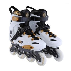 Patins à roulettes en ligne Skate Roselle Noir Doré Slalom Professionnel Chaussures de Patinage Libre Patines Coulissantes1
