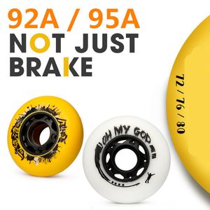 Patins à roulettes en ligne Super Hardest Slide Skating Wheel Papaye Blanc 95A jaune 92A 72mm 76mm 80mm Pneu pour Skate Patines 8 pcs 230706