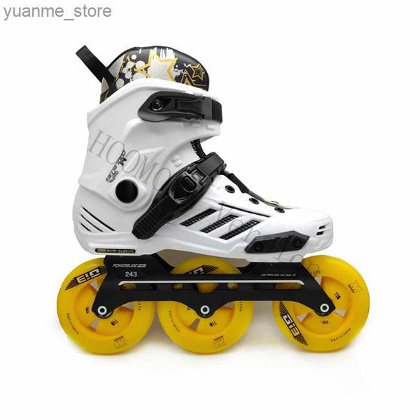 Patinadores en línea patinadores negros blancos patines de patines de rocker herramienta de placer de rocker de rockero 243 mm 3x110 mm Gi3 Rueda de patines de velocidad en línea 11y24041886ts