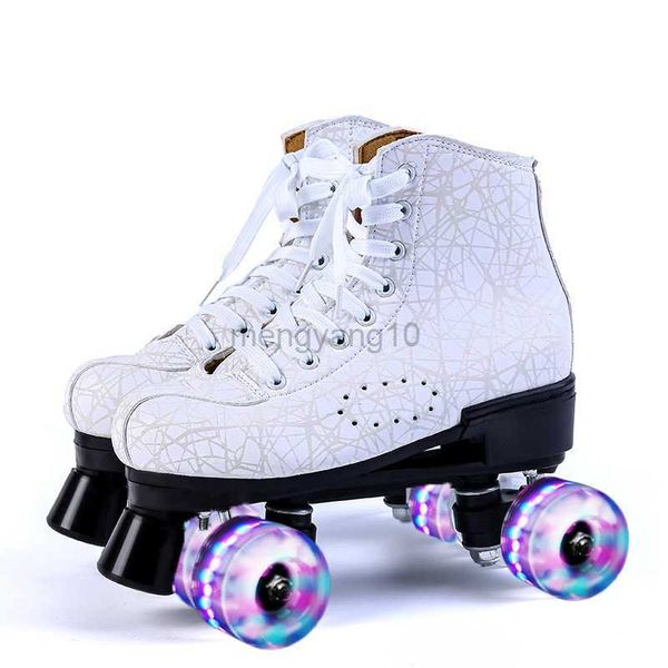 Patins à roulettes en ligne femmes hommes PU cuir patins à 4 roues coulissants Quad baskets rouleaux adultes enfants chaussures de patinage Patines avec 4 roues flash HKD230720